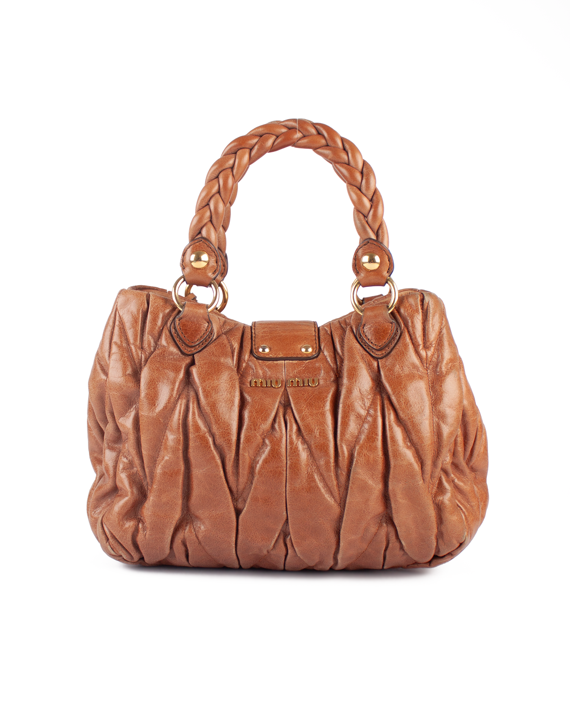 Tan Matelasse Matelasse Bauletto Aperto Bag