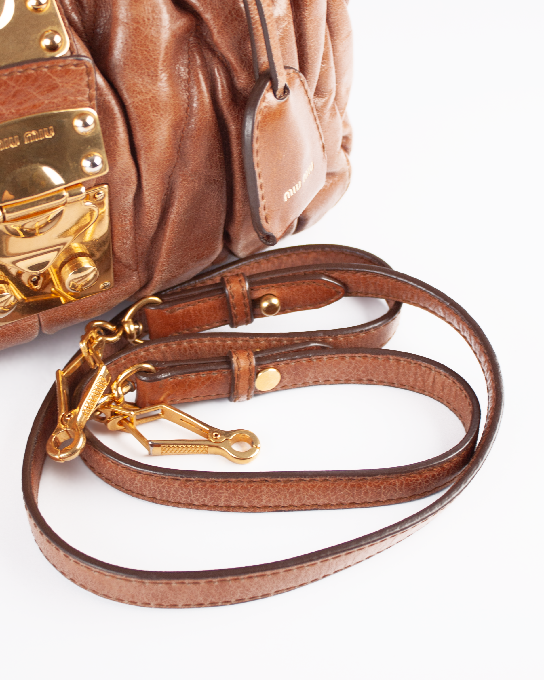 Tan Matelasse Matelasse Bauletto Aperto Bag