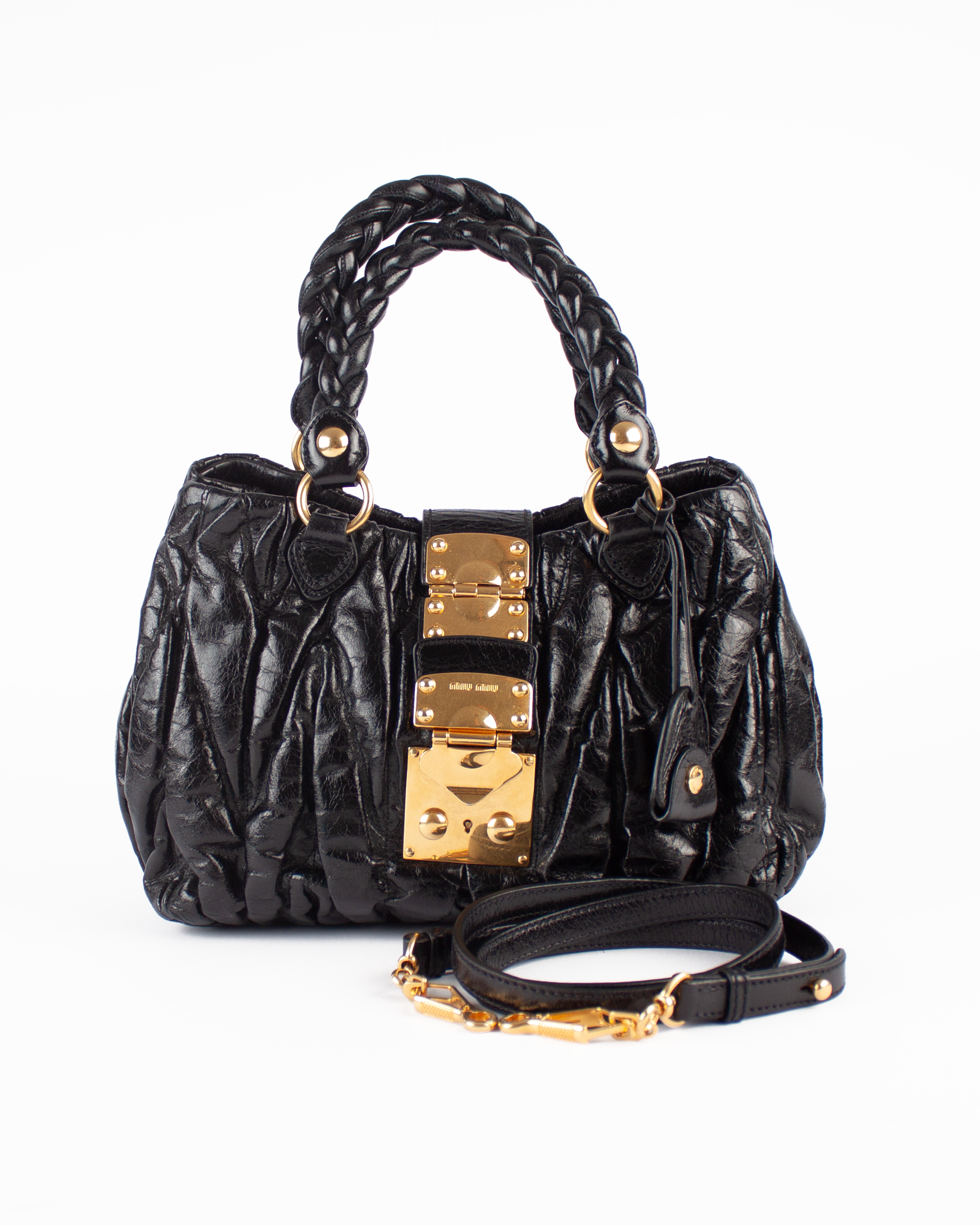 Black Matelasse Bauletto Aperto Bag