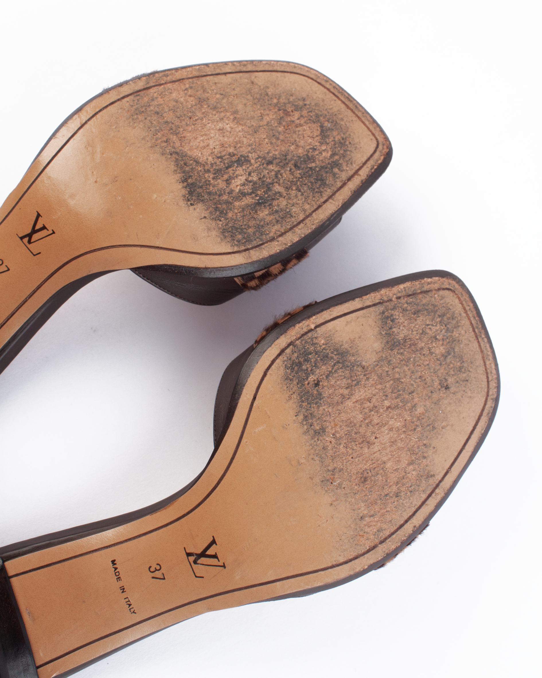 Vintage Calf Hair Damier Mules