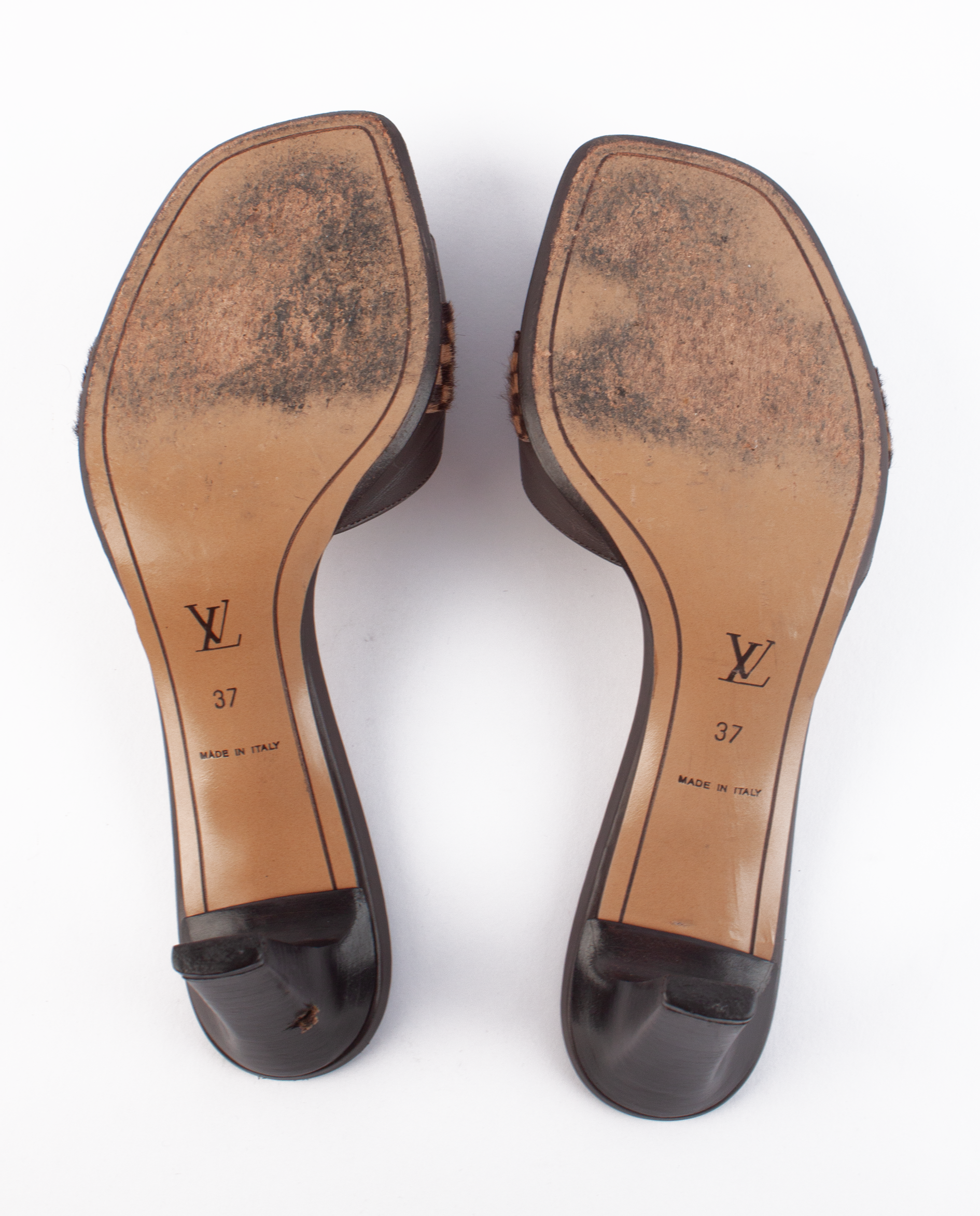 Vintage Calf Hair Damier Mules