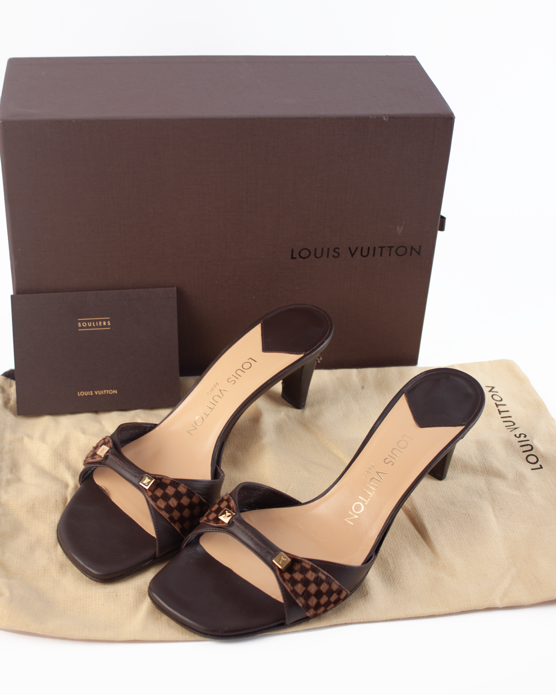 Vintage Calf Hair Damier Mules