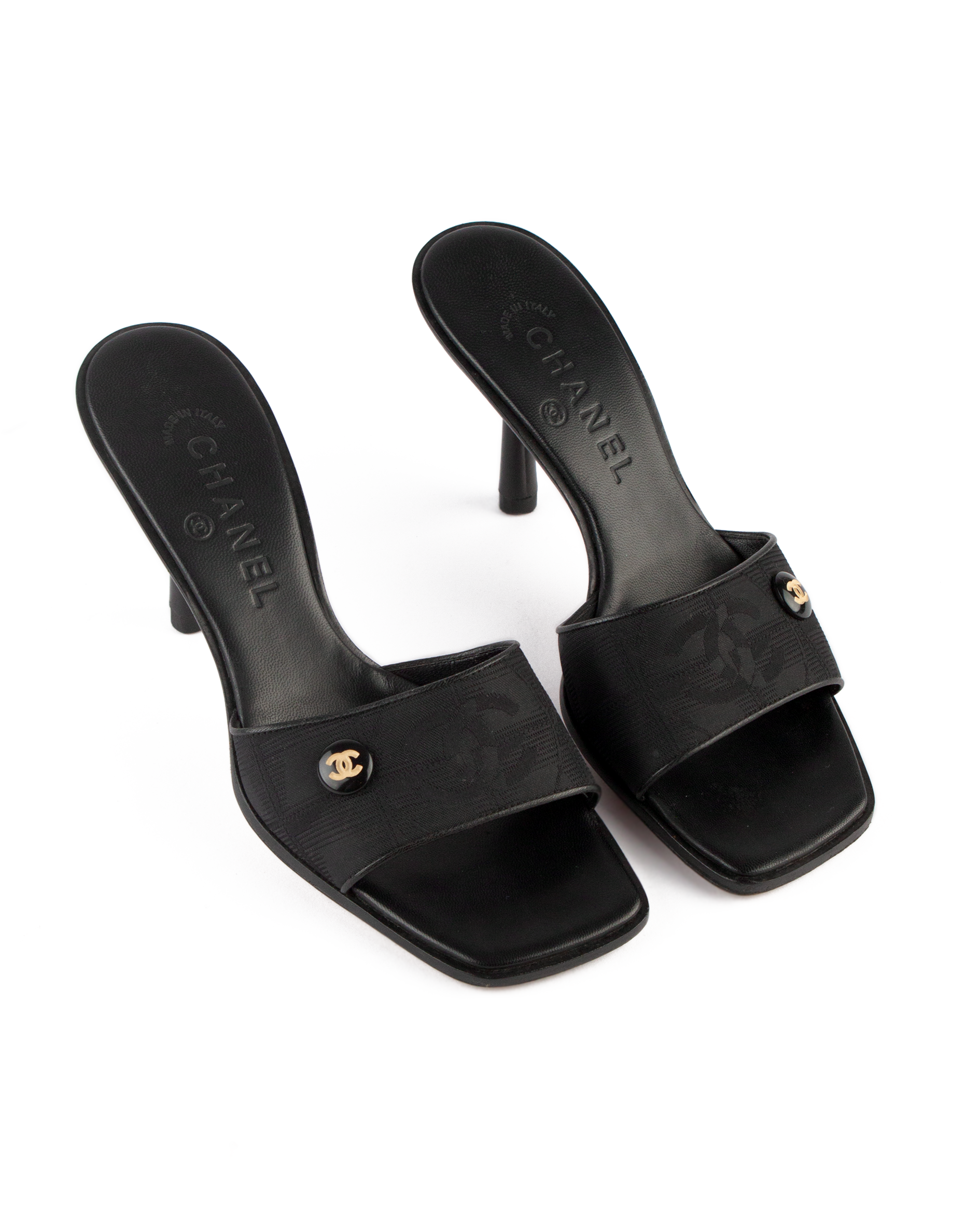 Vintage Black CC Mules