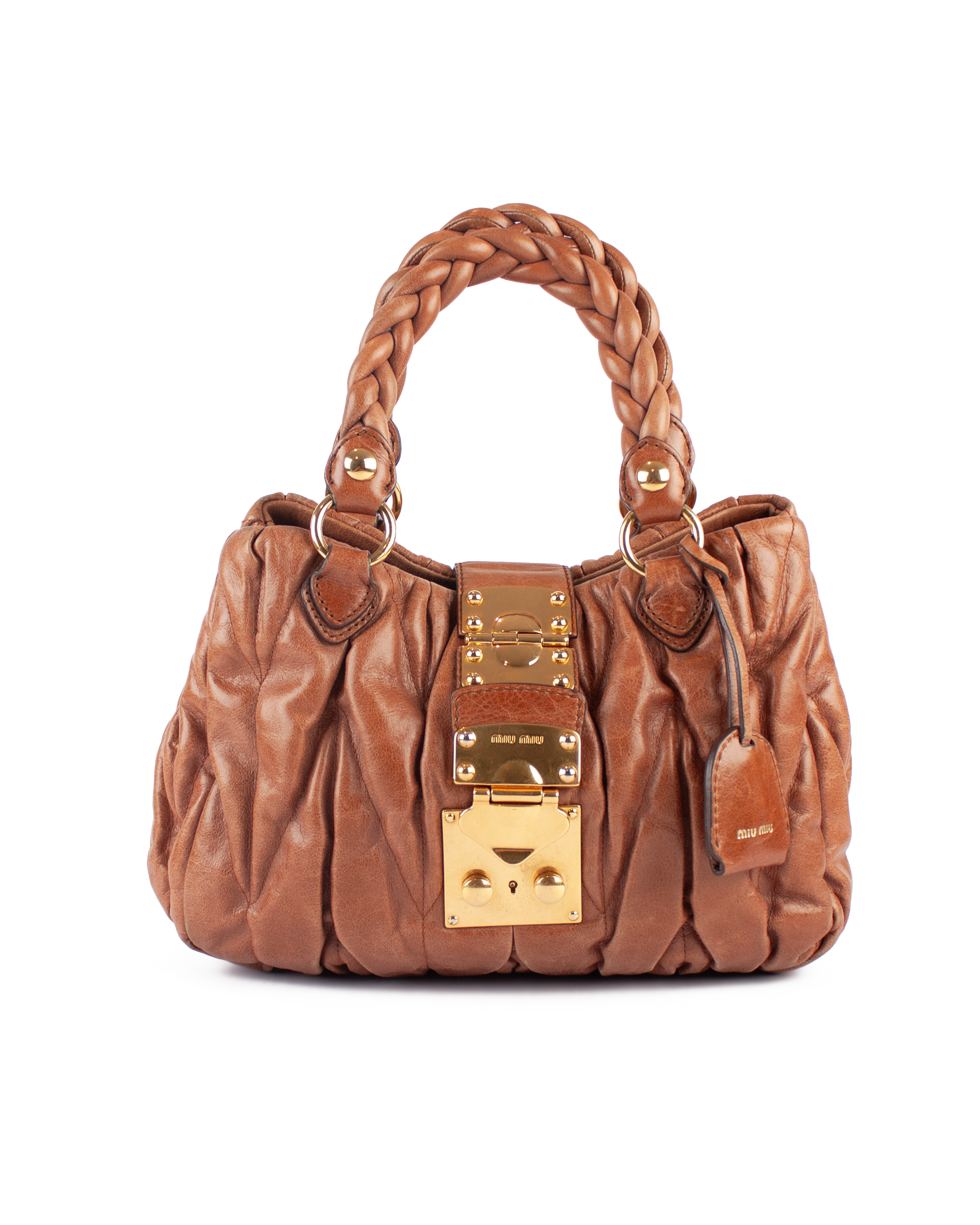 Tan Matelasse Matelasse Bauletto Aperto Bag