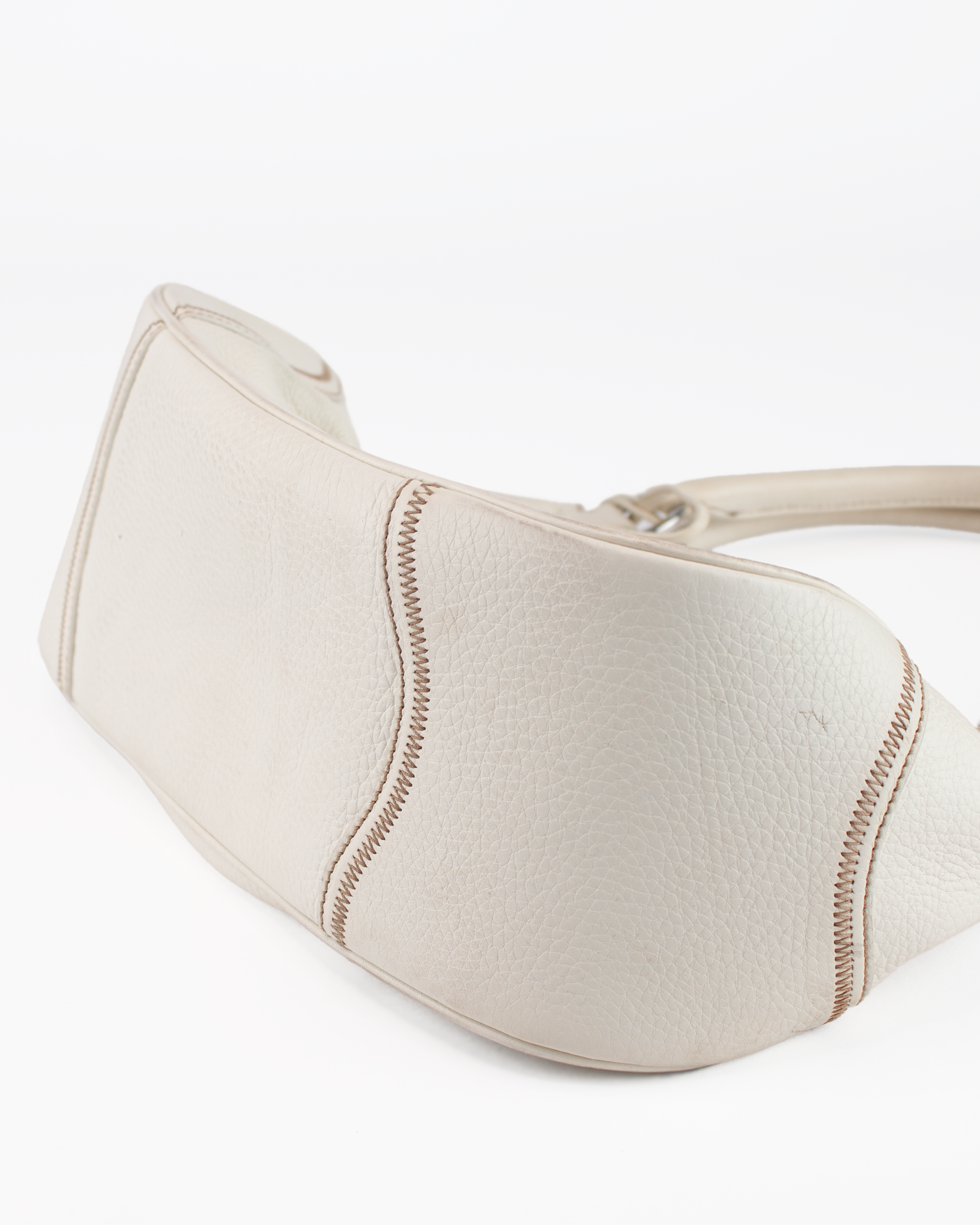 White Sound Lock Leather Shoulder Bag