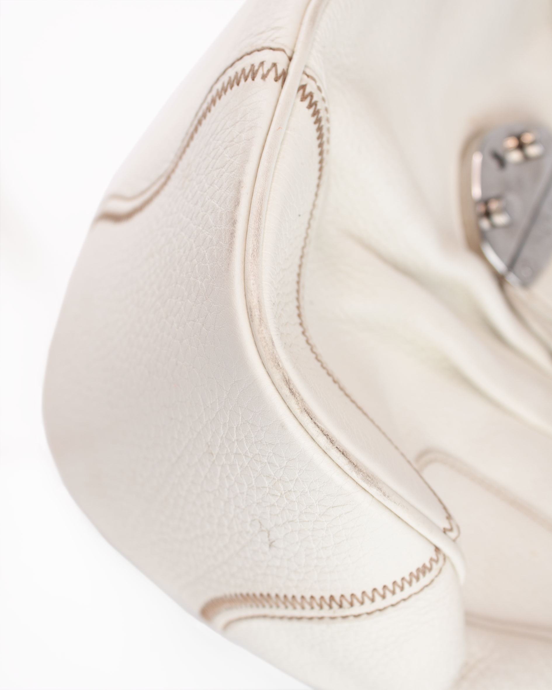 White Sound Lock Leather Shoulder Bag