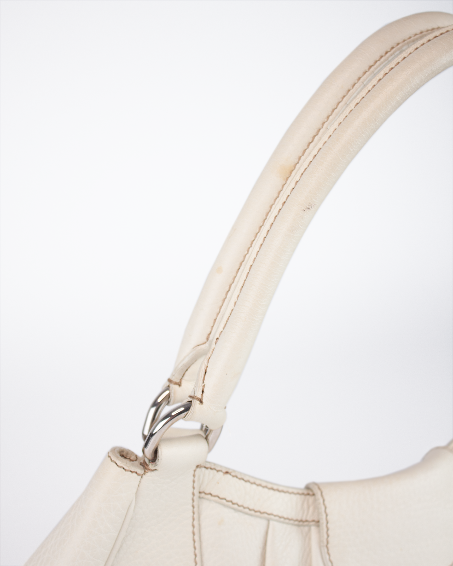 White Sound Lock Leather Shoulder Bag