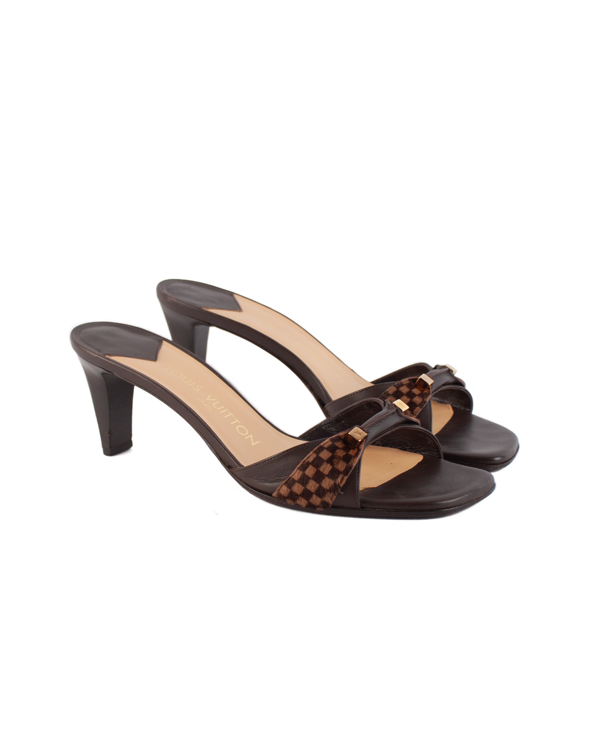 Vintage Calf Hair Damier Mules