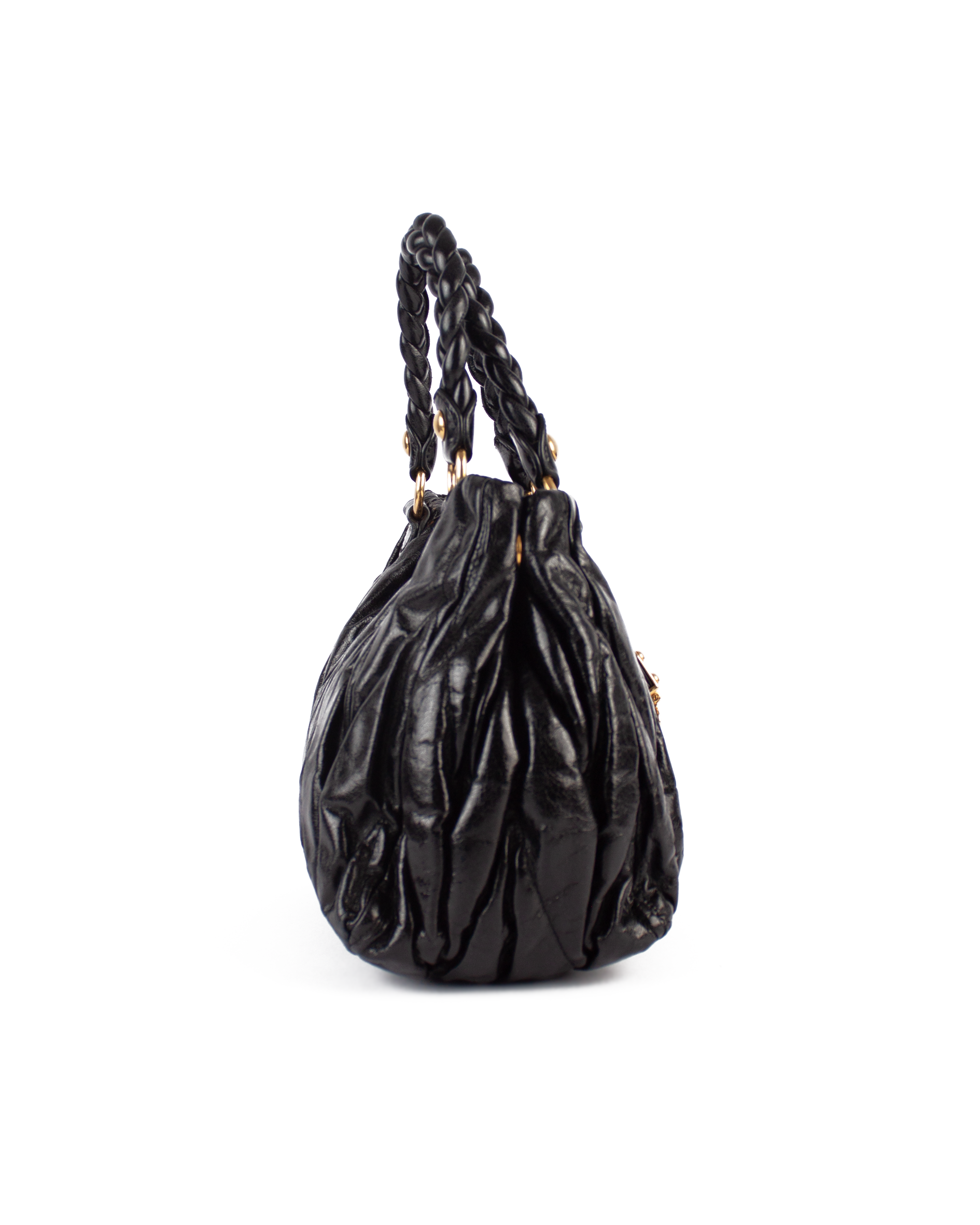 Black Matelasse Bauletto Aperto Bag