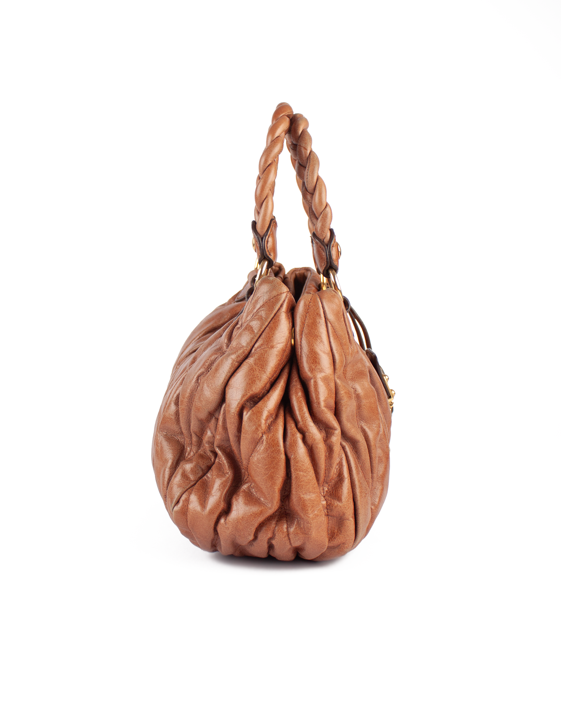 Tan Matelasse Matelasse Bauletto Aperto Bag