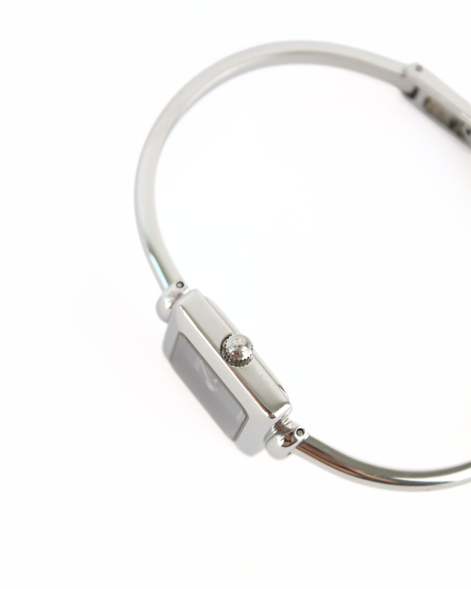 Square Face Silver Bangle Wristwatch