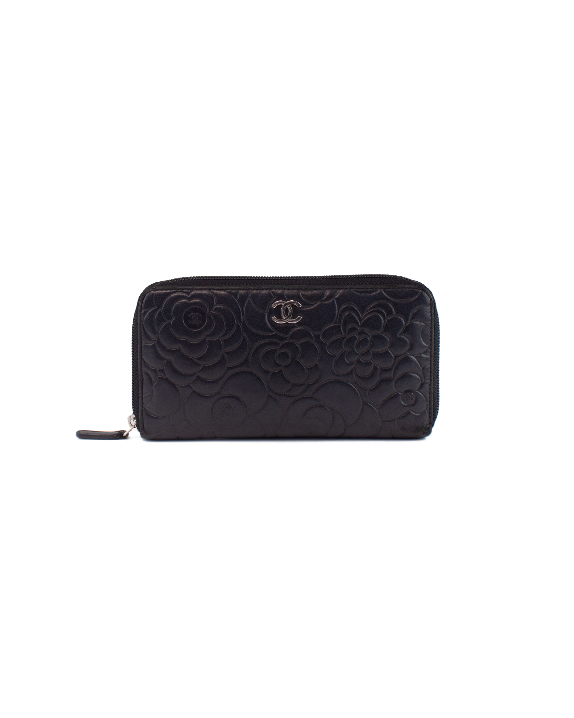 Camellia Embossed Lambskin Long Wallet