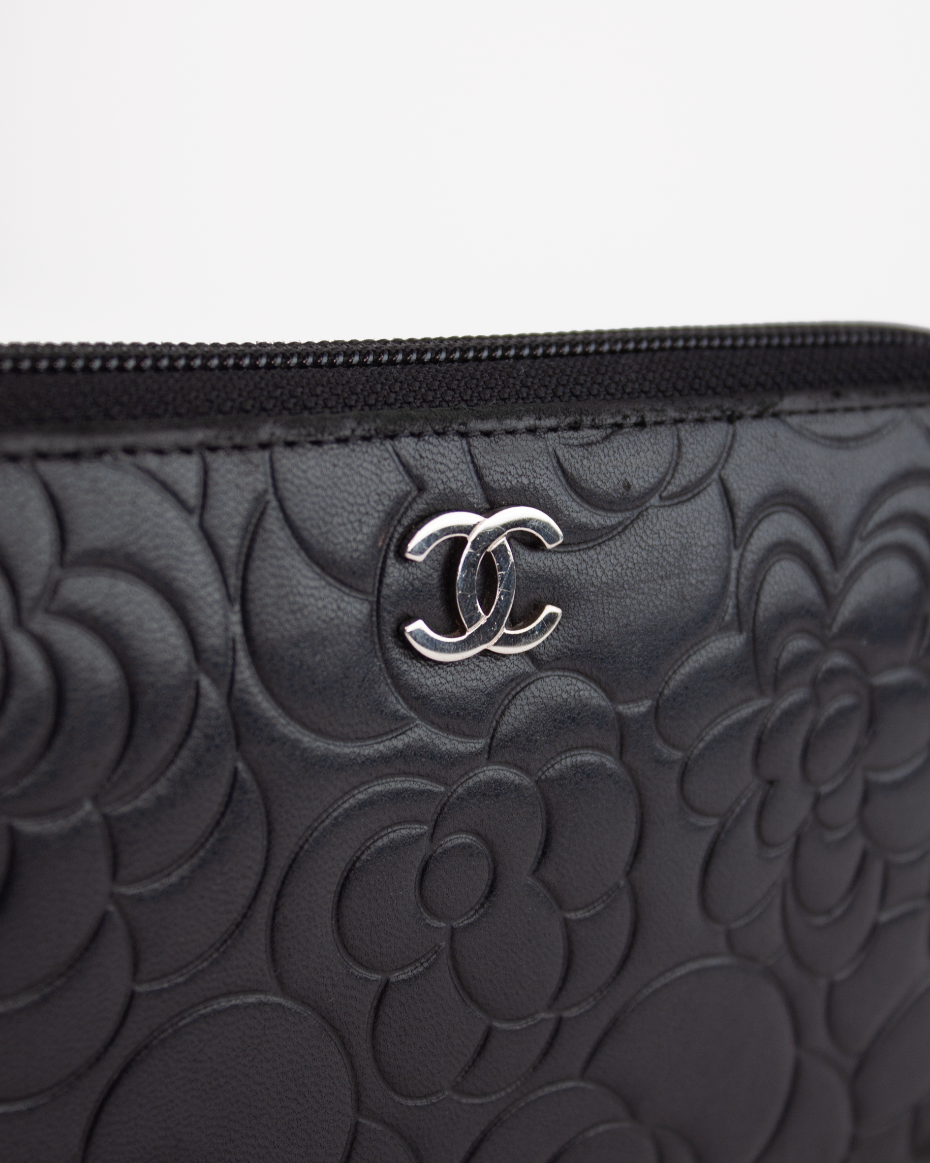 Camellia Embossed Lambskin Long Wallet