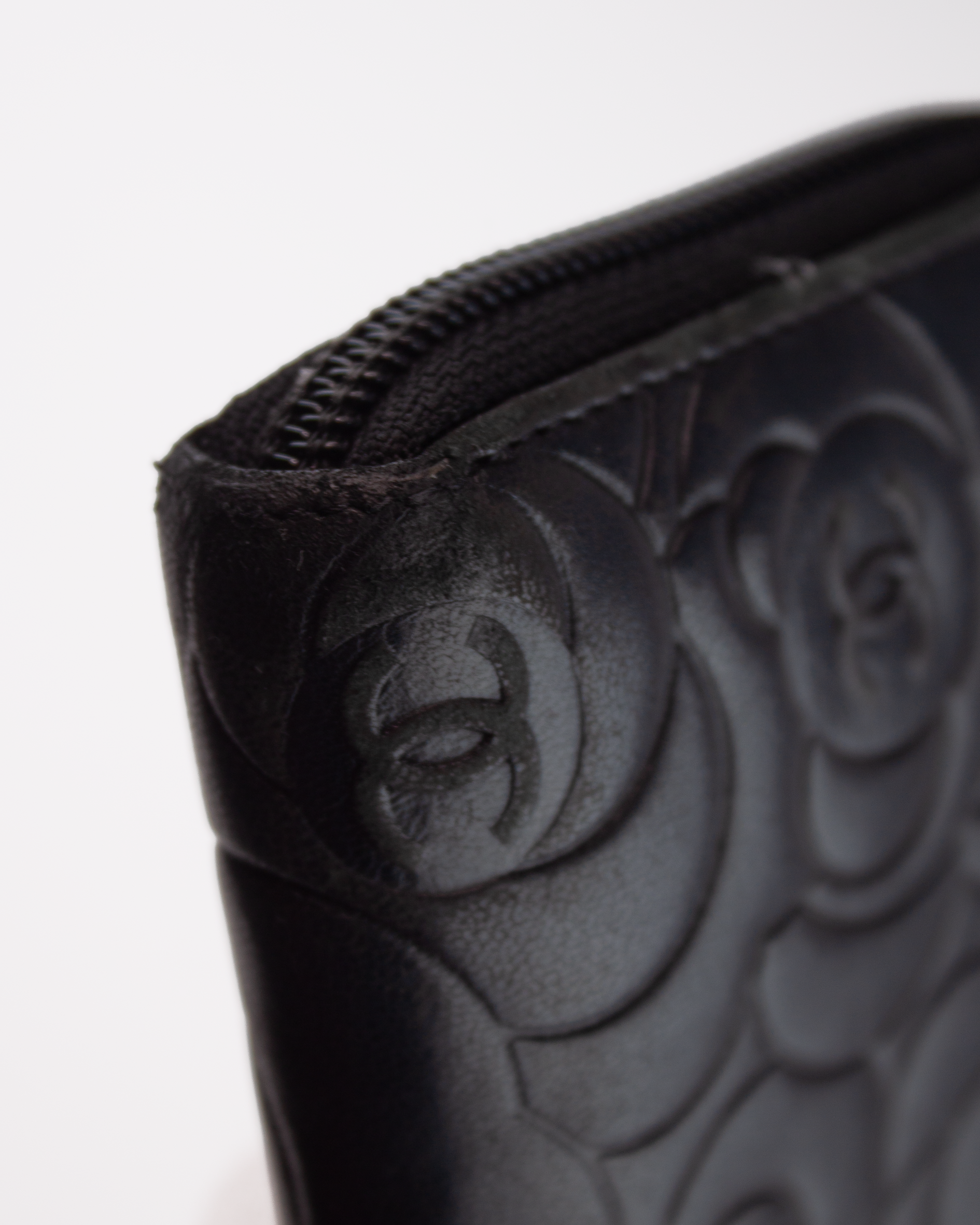 Camellia Embossed Lambskin Long Wallet