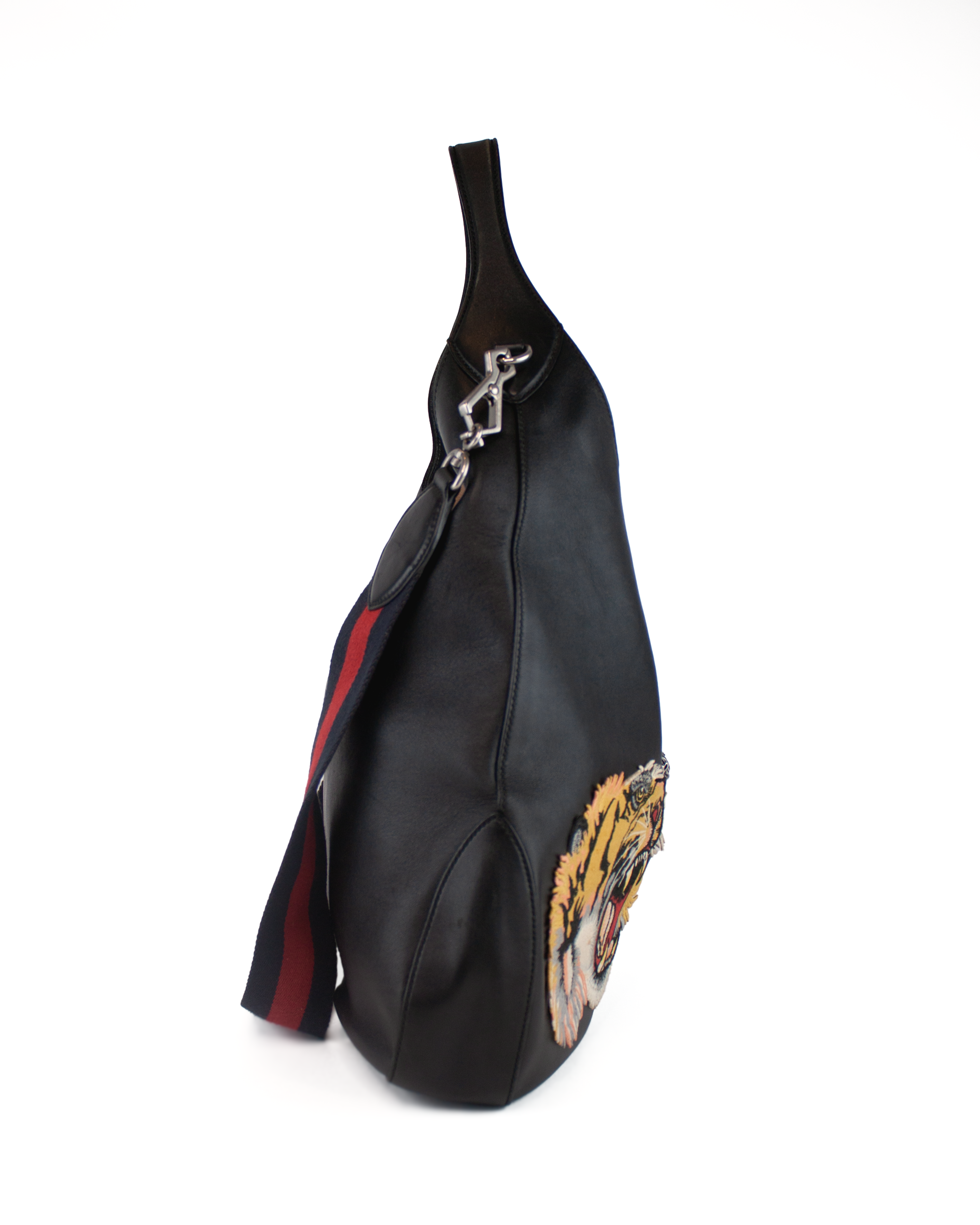 Embroidered Tiger Patch Dionysus Leather Hobo Bag