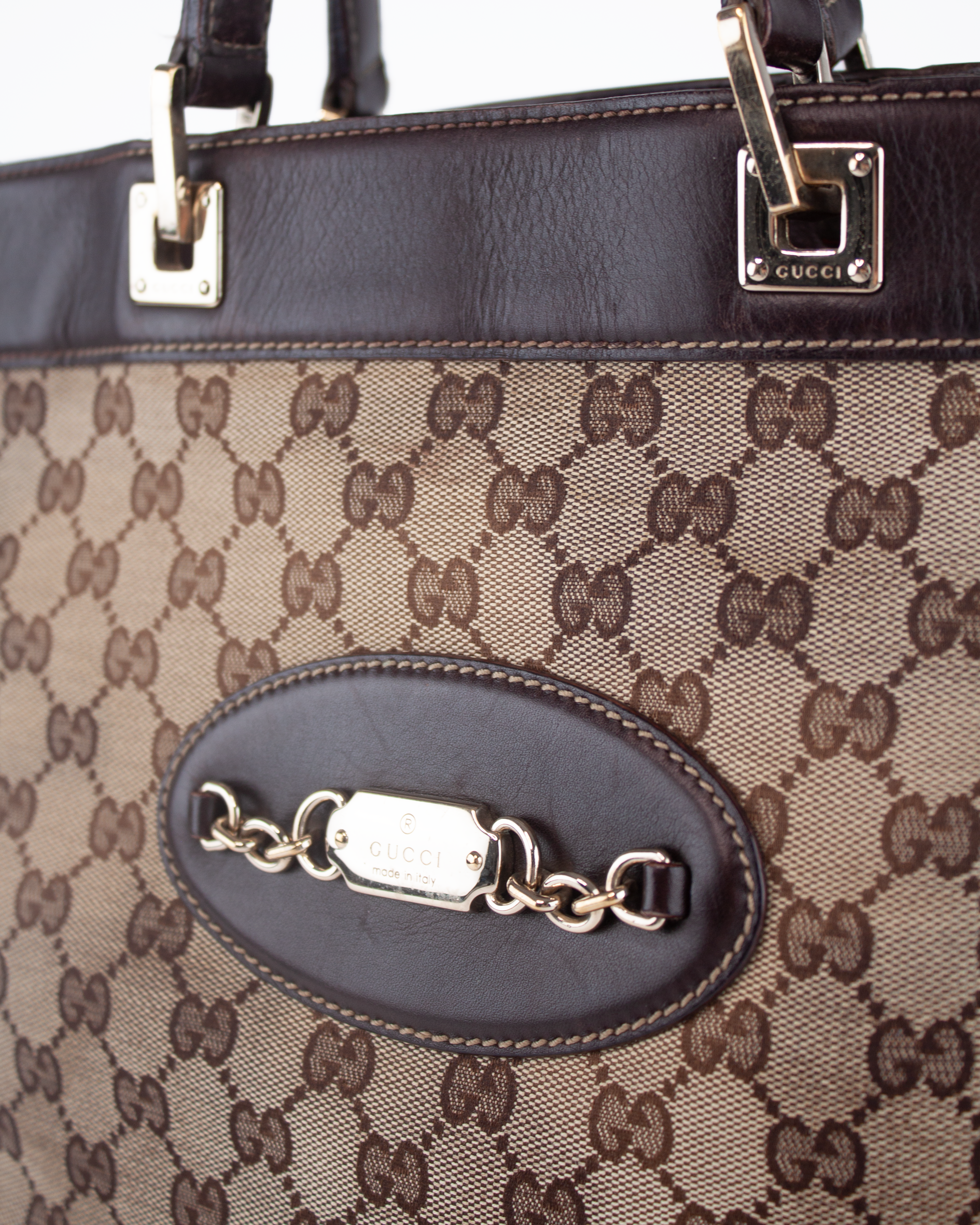 GG Canvas Tote Bag Brown