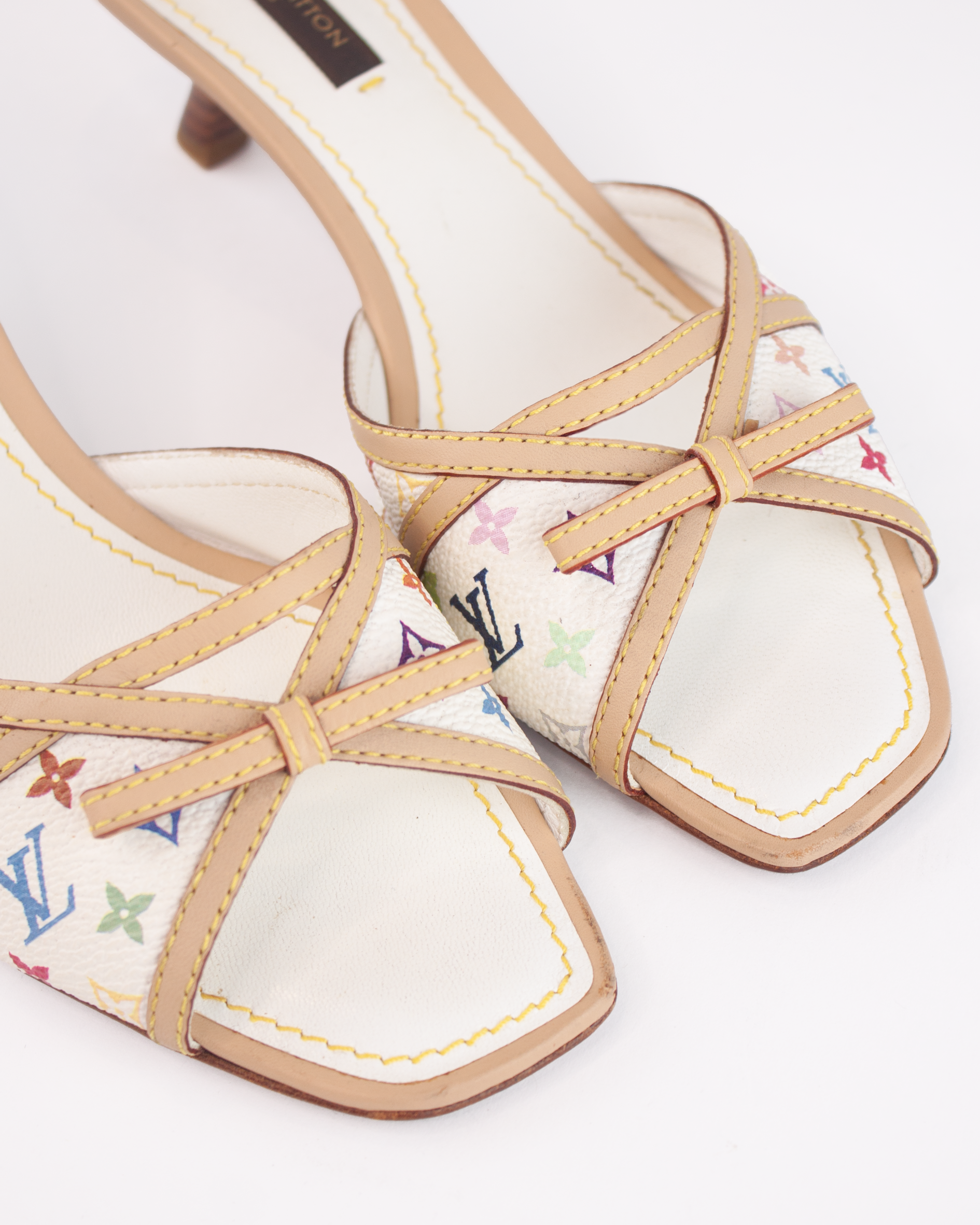 Multicolour Monogram Open Toe Mules