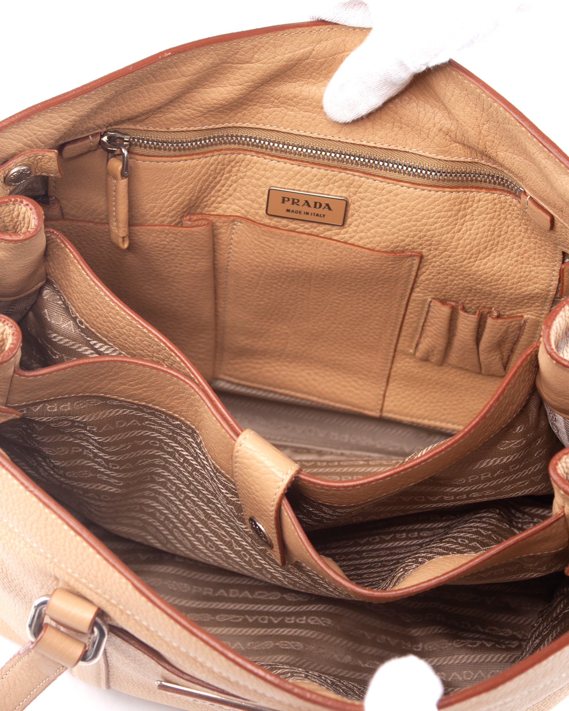 Leather Tri Compartment Shoulder Bag