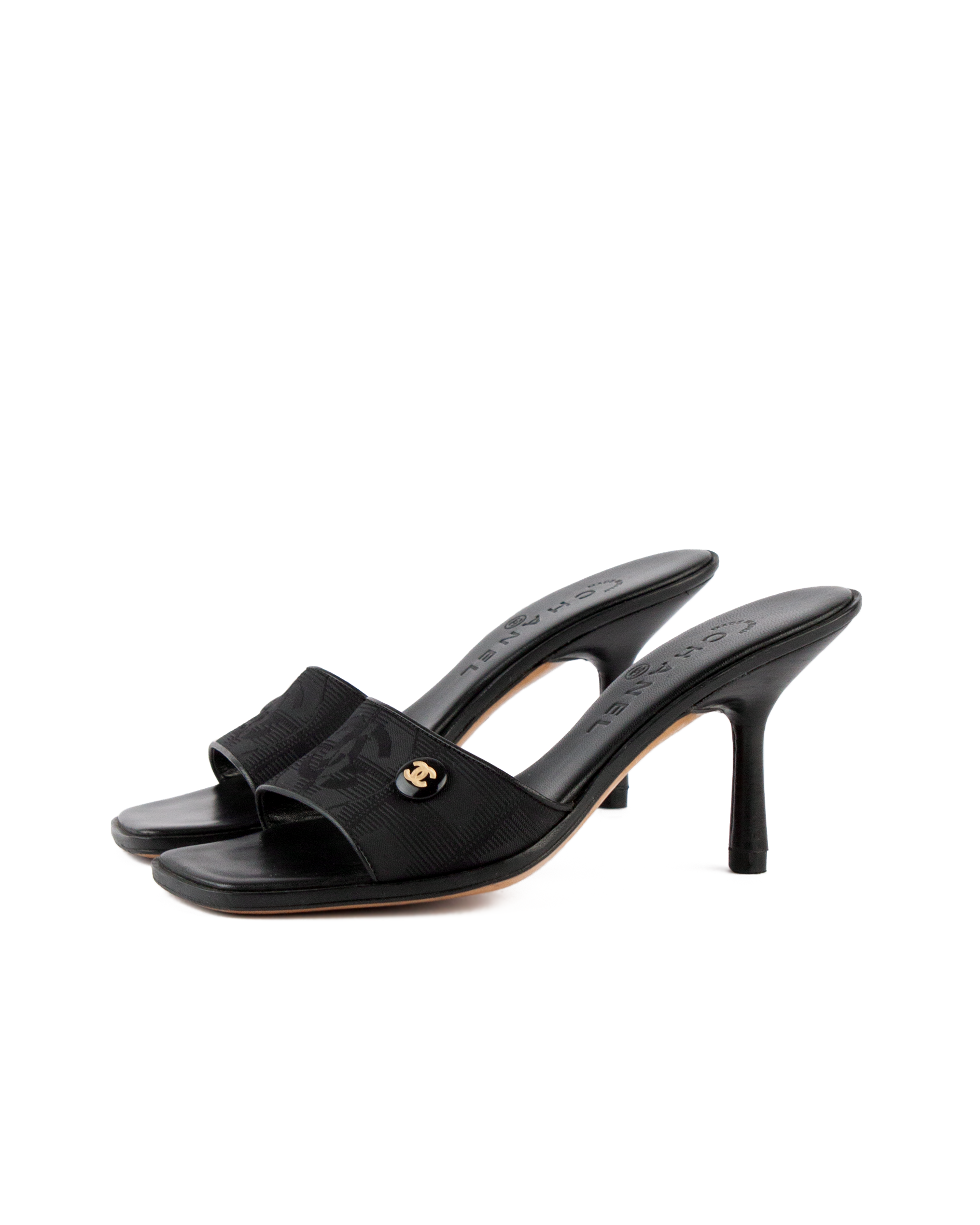 Vintage Black CC Mules