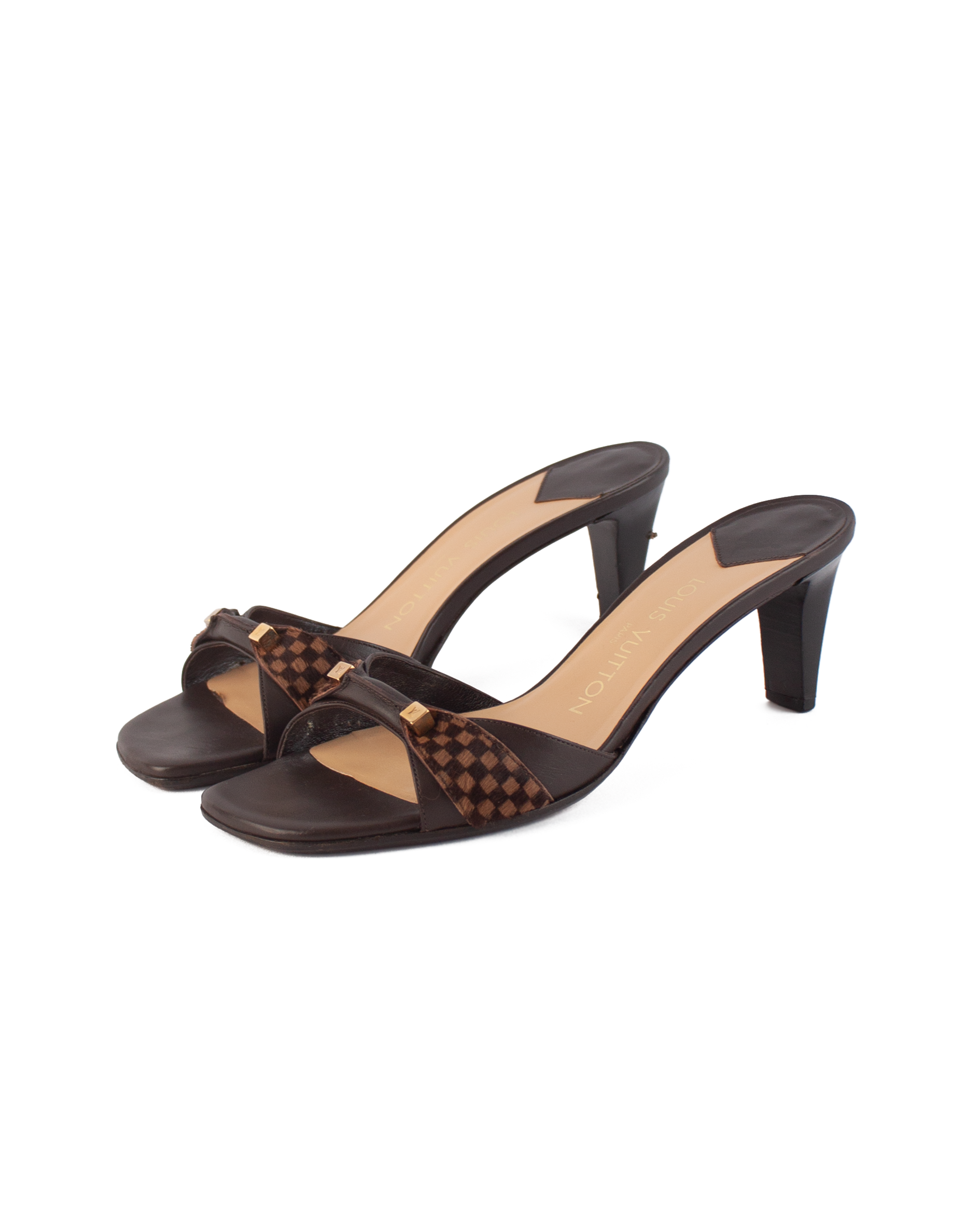 Vintage Calf Hair Damier Mules