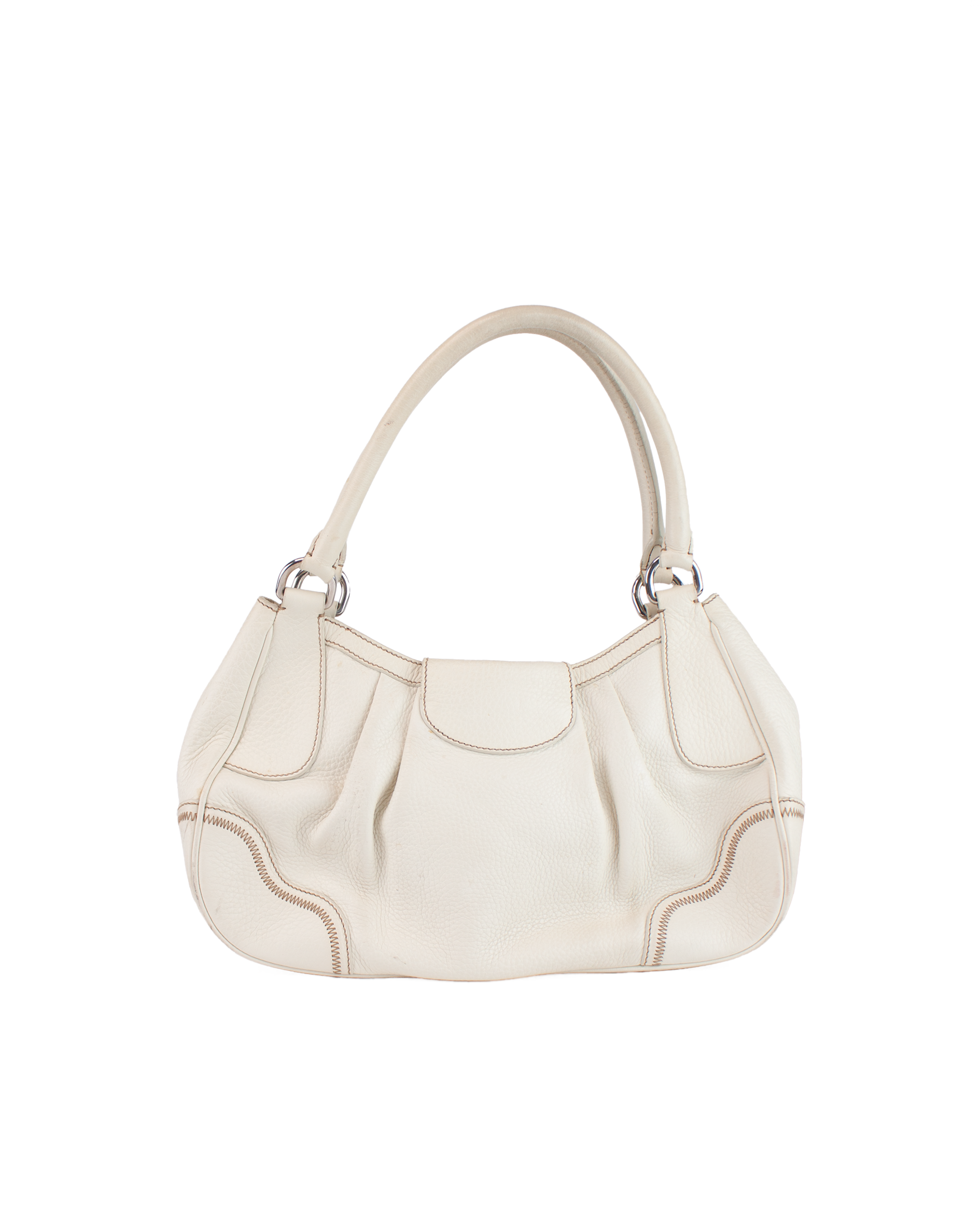 White Sound Lock Leather Shoulder Bag