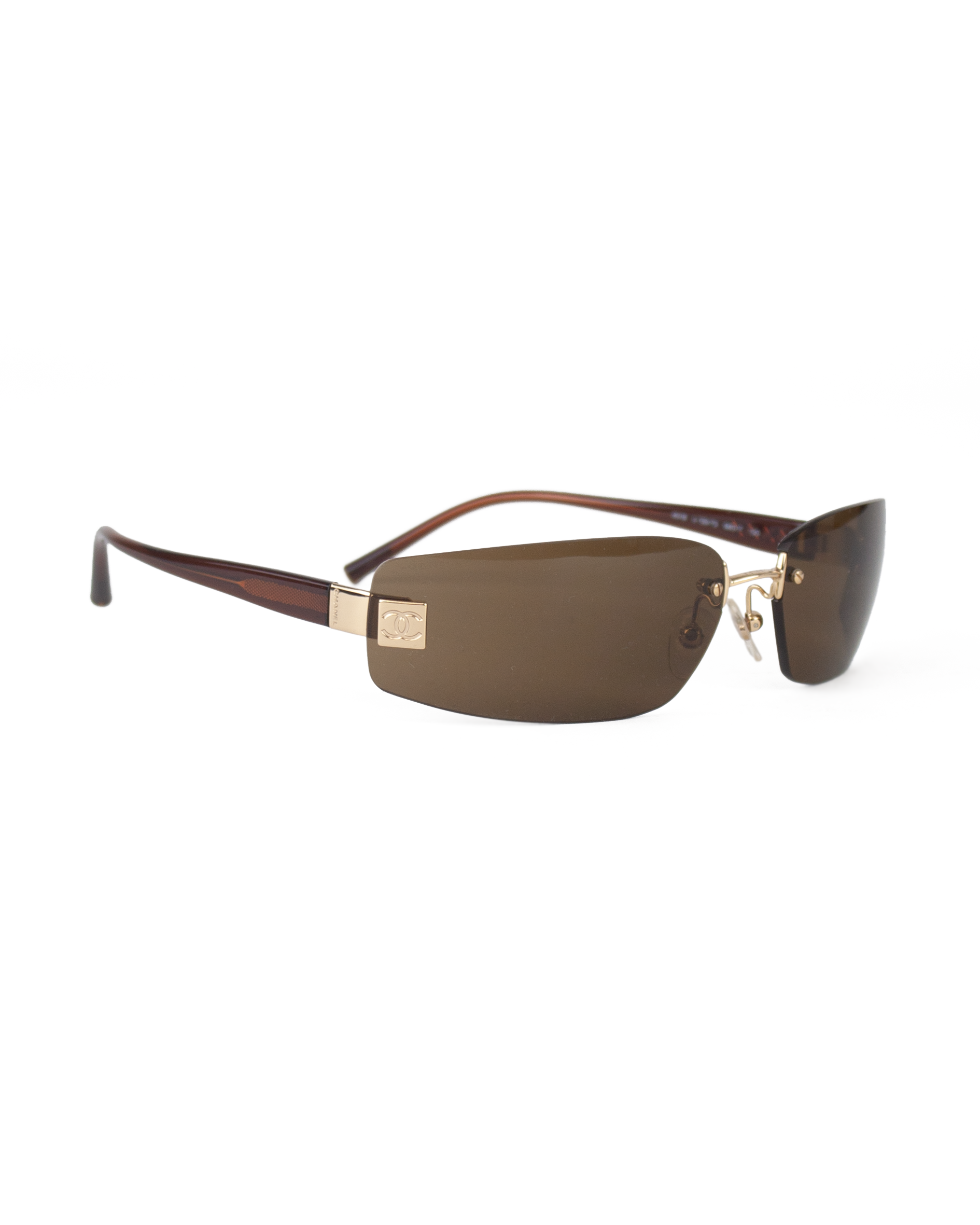 Gold and Brown Rimless Sunglasses