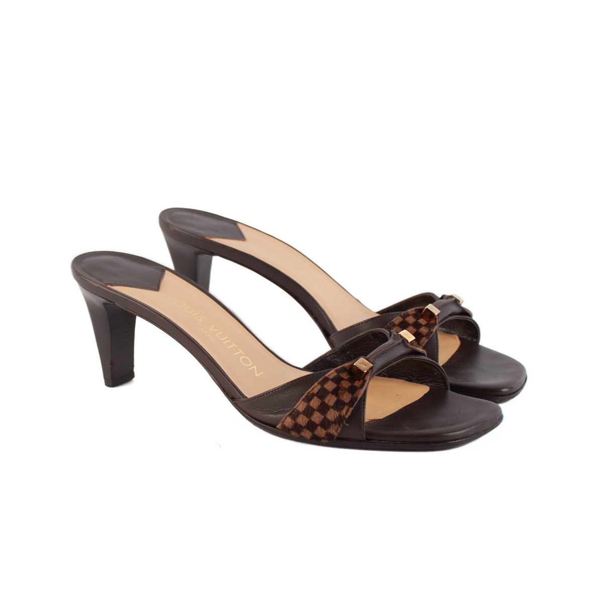 Vintage Calf Hair Damier Mules